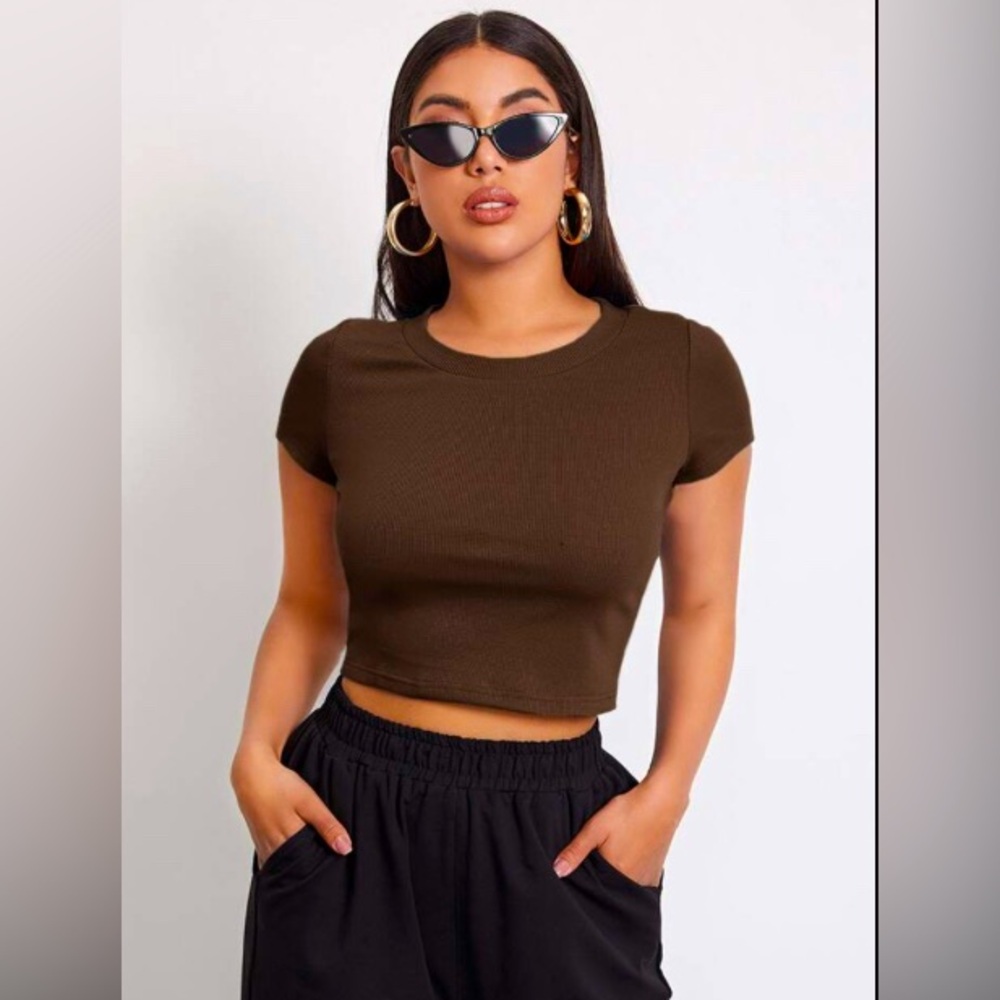 Cropped Brown Women's Top - Picture 1 of 4